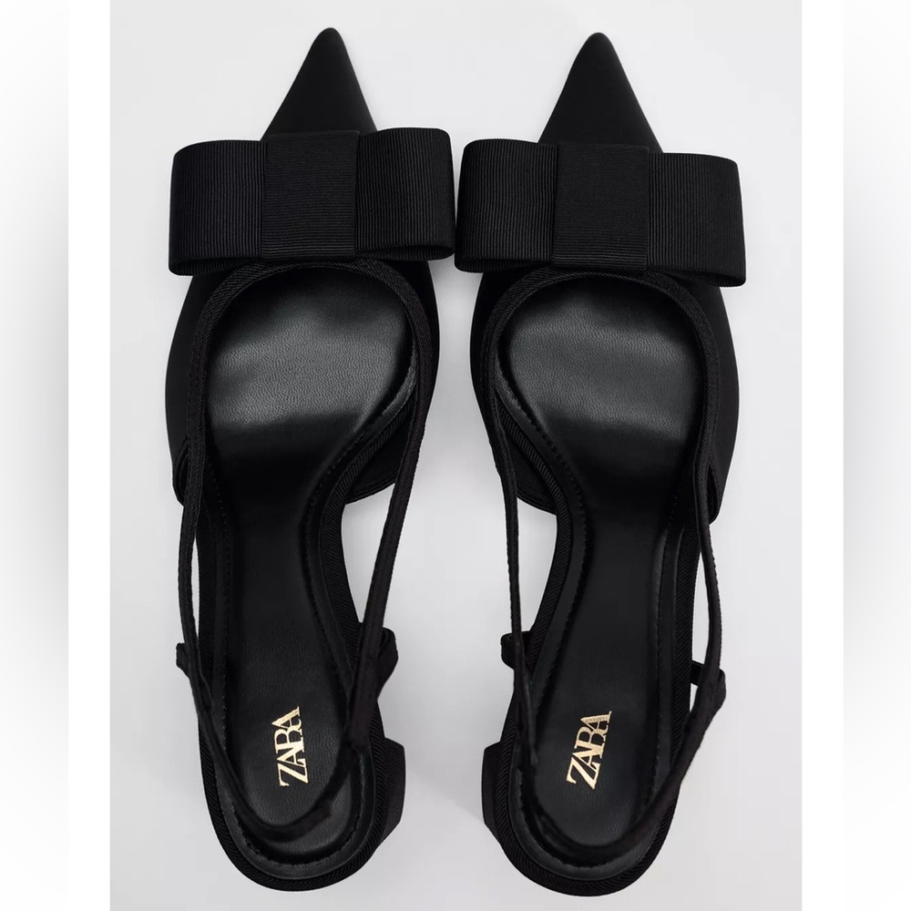 Zara Slingback heels with bow 🖤